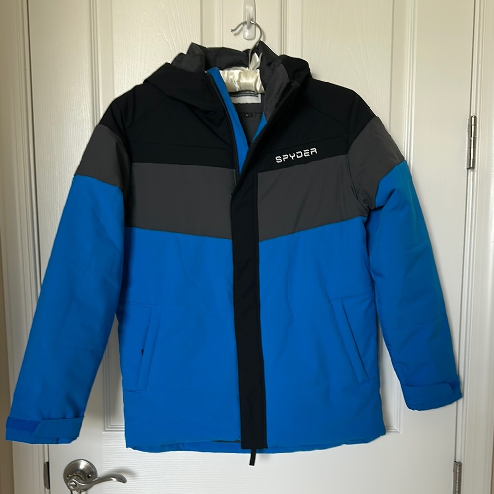 Spyder Blue and Gray Puffer Jacket Insulated Winter Coat